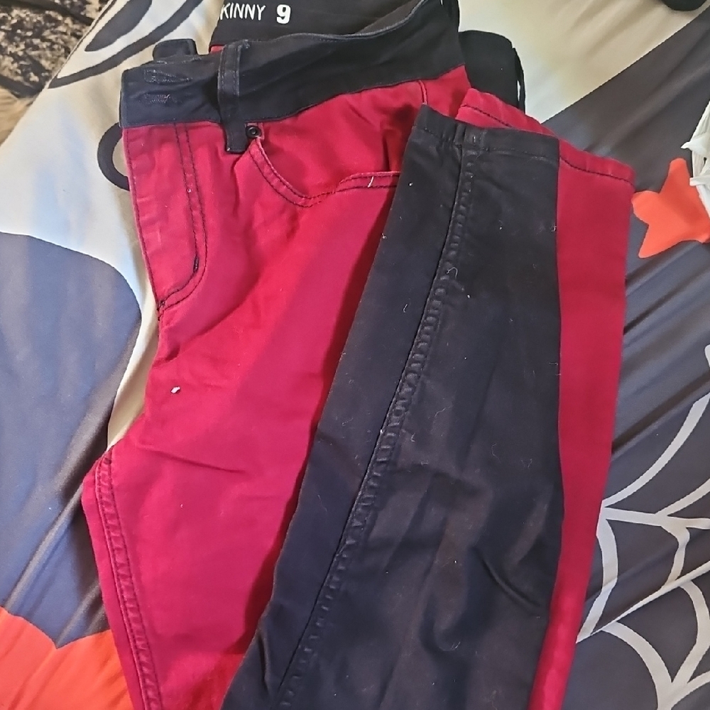 HT Denim Black and Red Hi-Rise Super Skinny Jeans